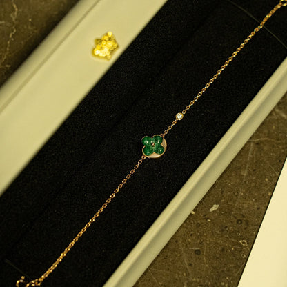 [Spark]SUN MALACHITE 1 DIAMOND PINK GOLD BRACELET