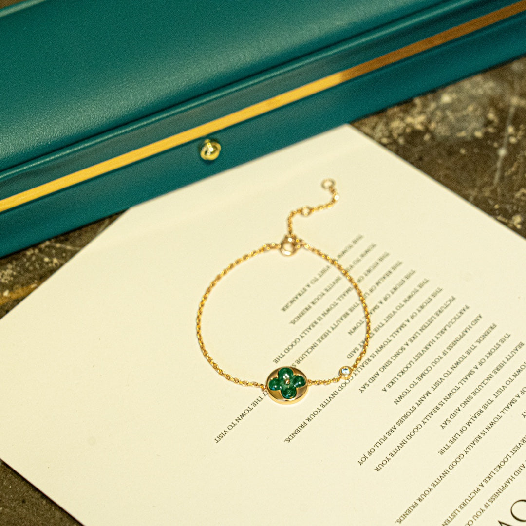 [Spark]SUN MALACHITE 1 DIAMOND PINK GOLD BRACELET