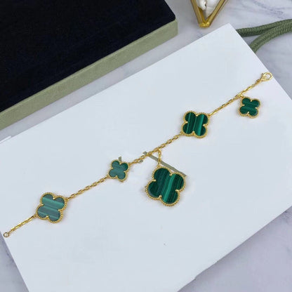 [Spark]MAGIC CLOVER MALACHITE GOLD BRACELET 5 MOTIFS