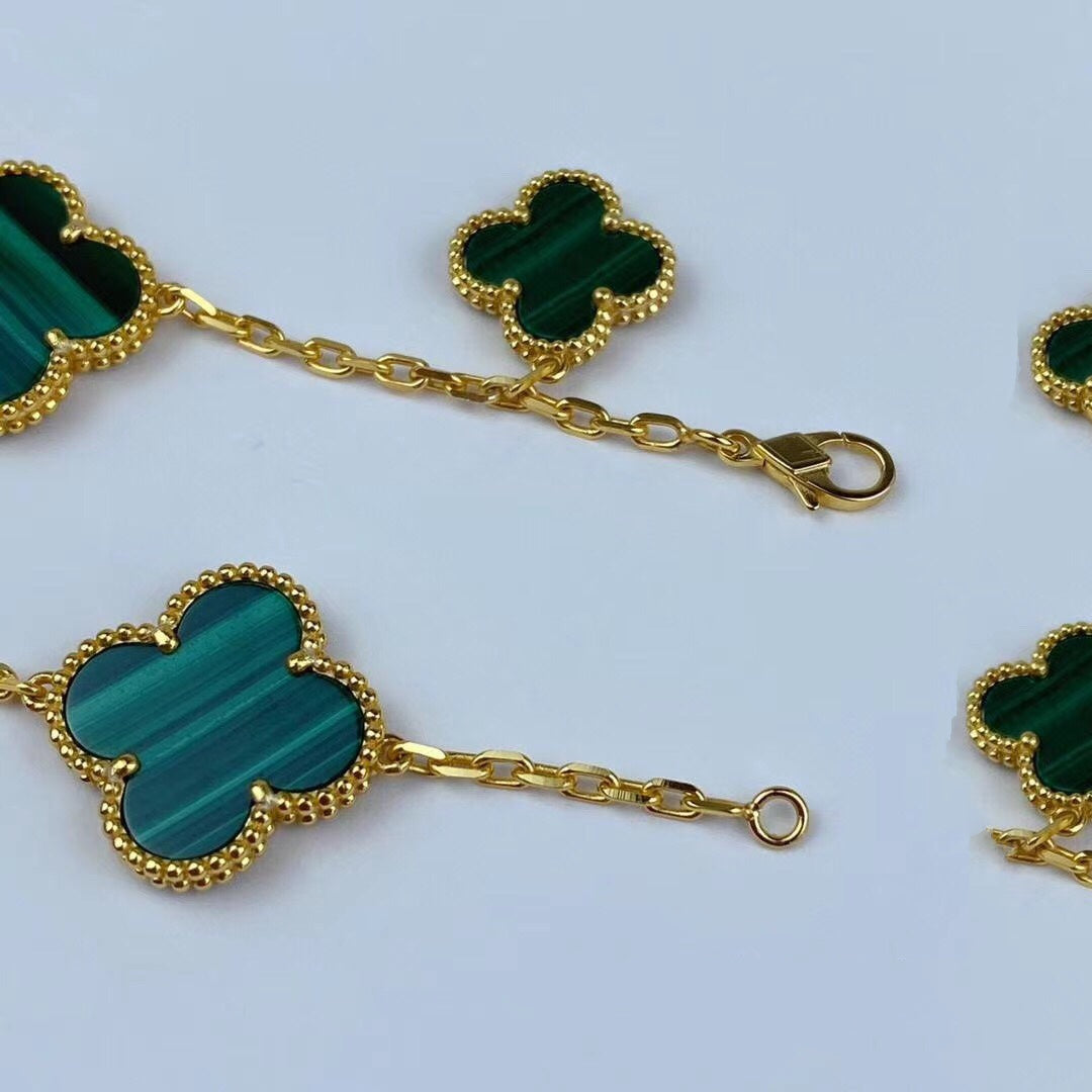 [Spark]MAGIC CLOVER MALACHITE GOLD BRACELET 5 MOTIFS