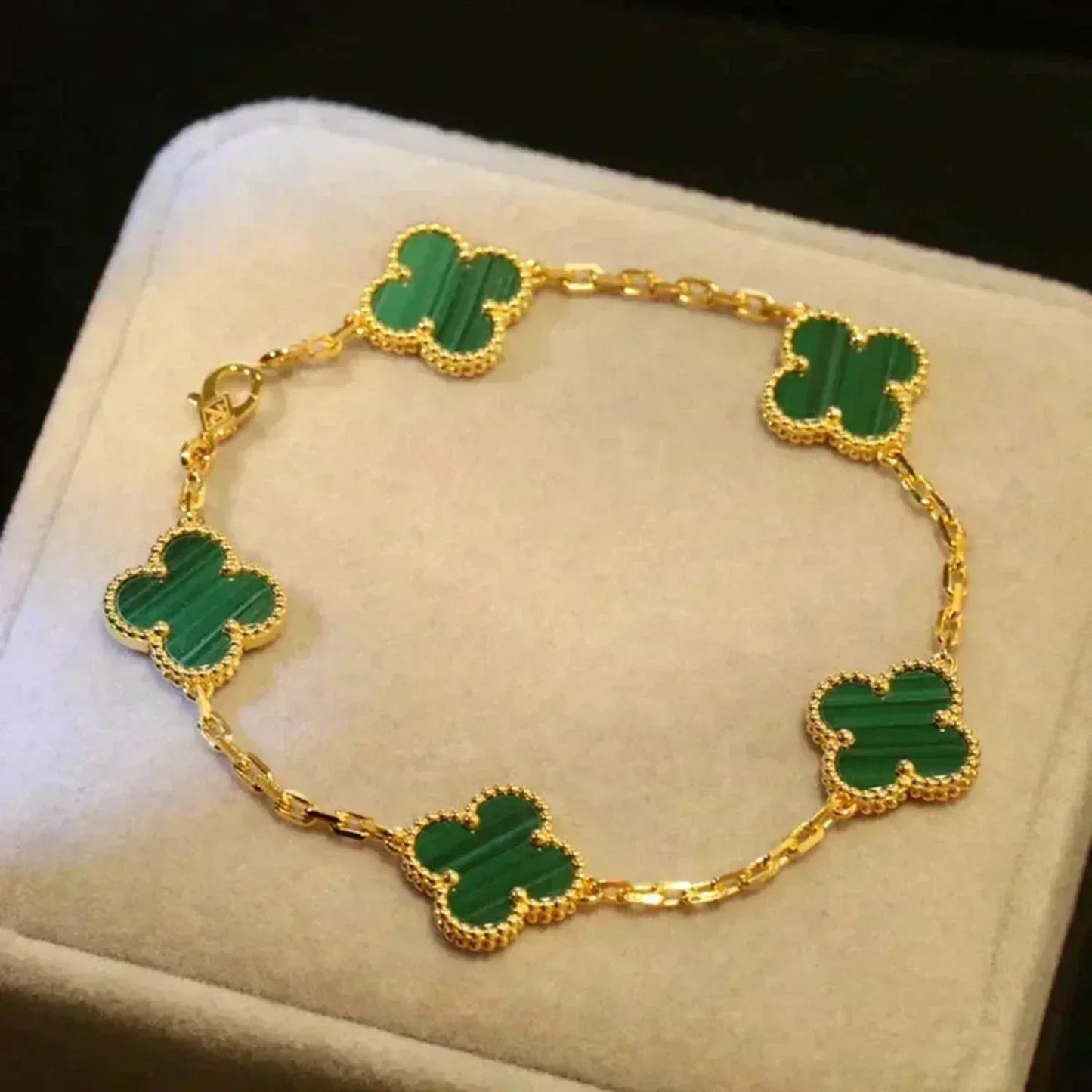 [Spark] CLOVER 5 MOTIF MALACHITE BRACELET COLLECTION