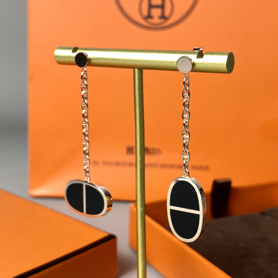 [Spark]CHAINE VERSO BLACK CERAMIC EARRINGS