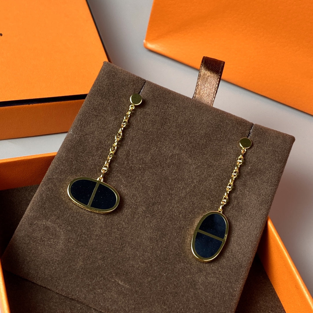 [Spark]CHAINE VERSO BLACK CERAMIC EARRINGS