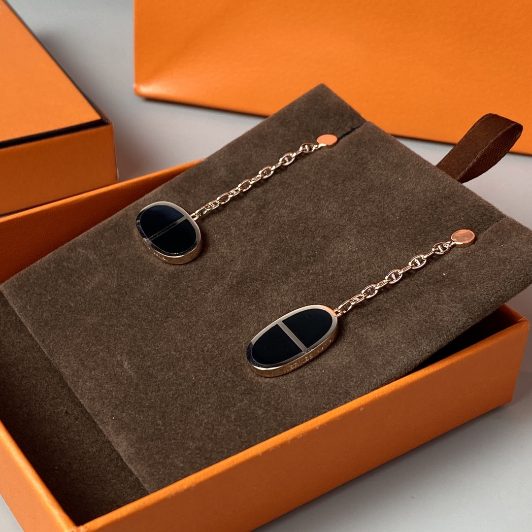 [Spark]CHAINE VERSO BLACK CERAMIC EARRINGS