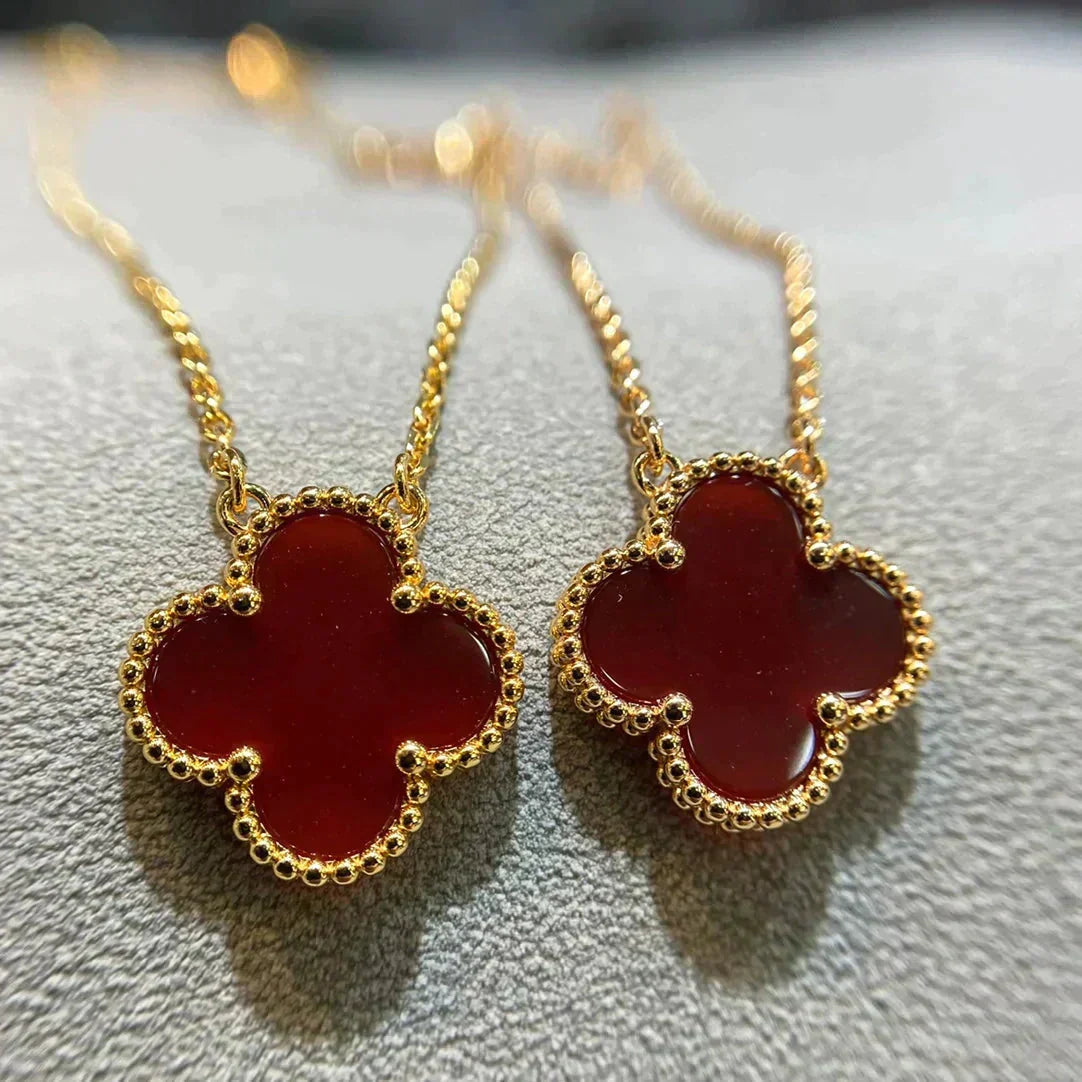 [Spark]CLOVER 15MM CARNELIAN SINGLE FLOWER NECKLACE
