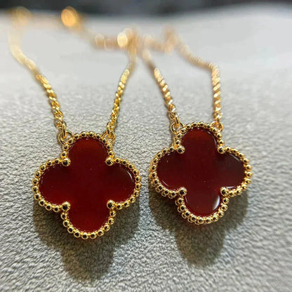 [Spark]CLOVER 15MM CARNELIAN SINGLE FLOWER NECKLACE