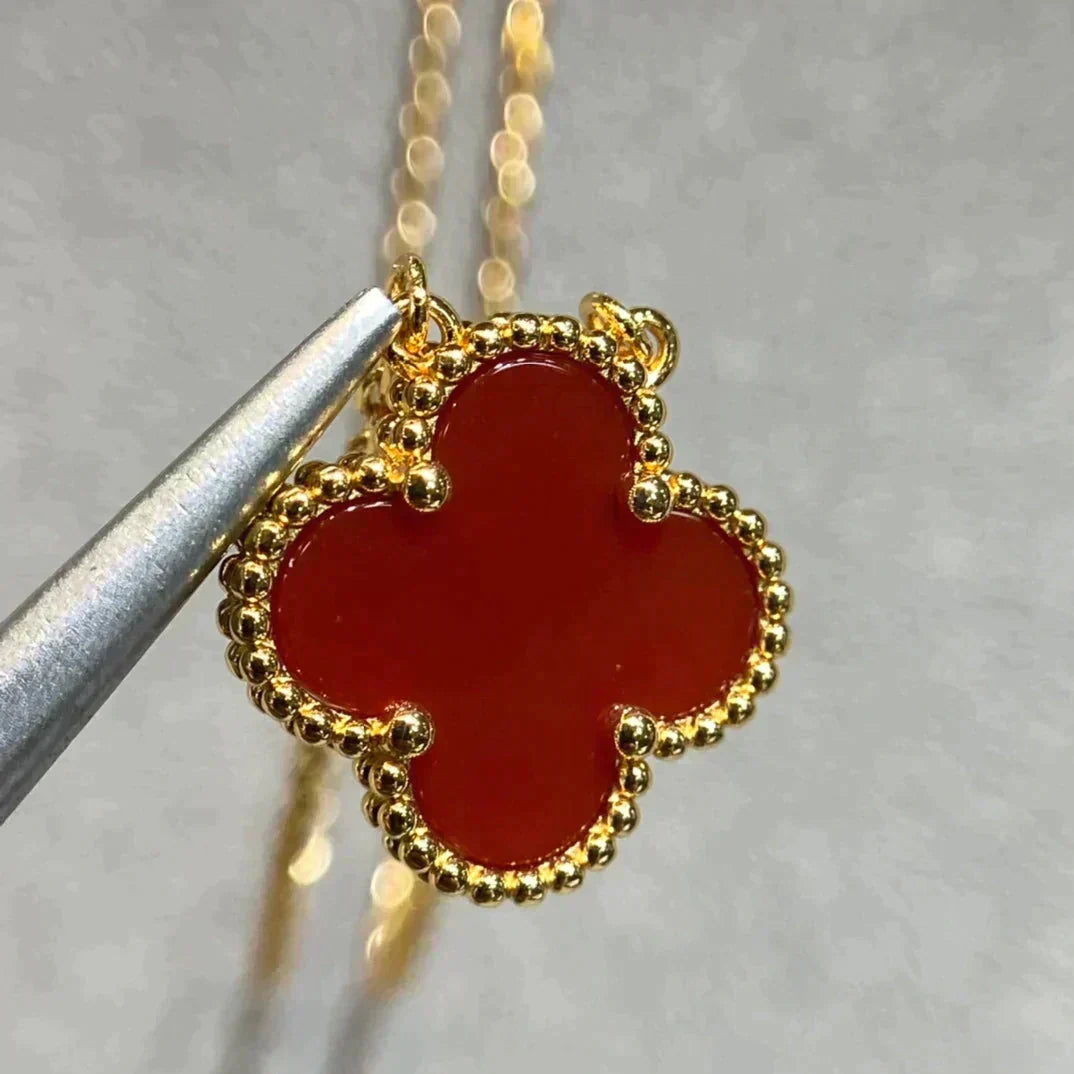 [Spark]CLOVER 15MM CARNELIAN SINGLE FLOWER NECKLACE