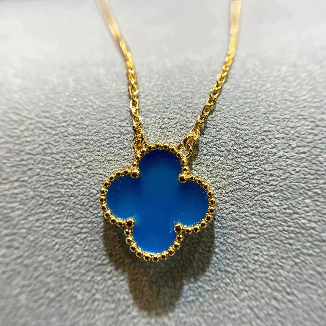 [Spark]CLOVER 15MM BLUE AGATE NECKLACE