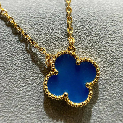 [Spark]CLOVER 15MM BLUE AGATE NECKLACE