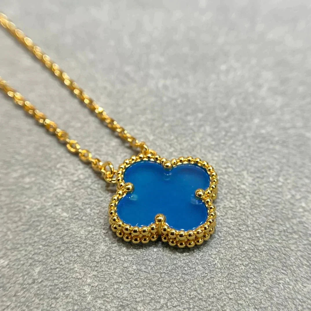 [Spark]CLOVER 15MM BLUE AGATE NECKLACE