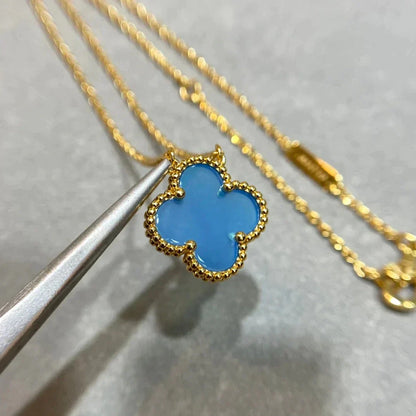 [Spark]CLOVER 15MM BLUE AGATE NECKLACE