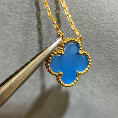[Spark]CLOVER 15MM BLUE AGATE NECKLACE