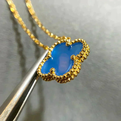 [Spark]CLOVER 15MM BLUE AGATE NECKLACE