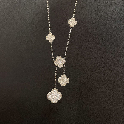 [Spark]CLOVER 5 MOTIFS SILVER DIAMONDS NECKLACE
