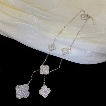 [Spark]CLOVER 5 MOTIFS SILVER DIAMONDS NECKLACE