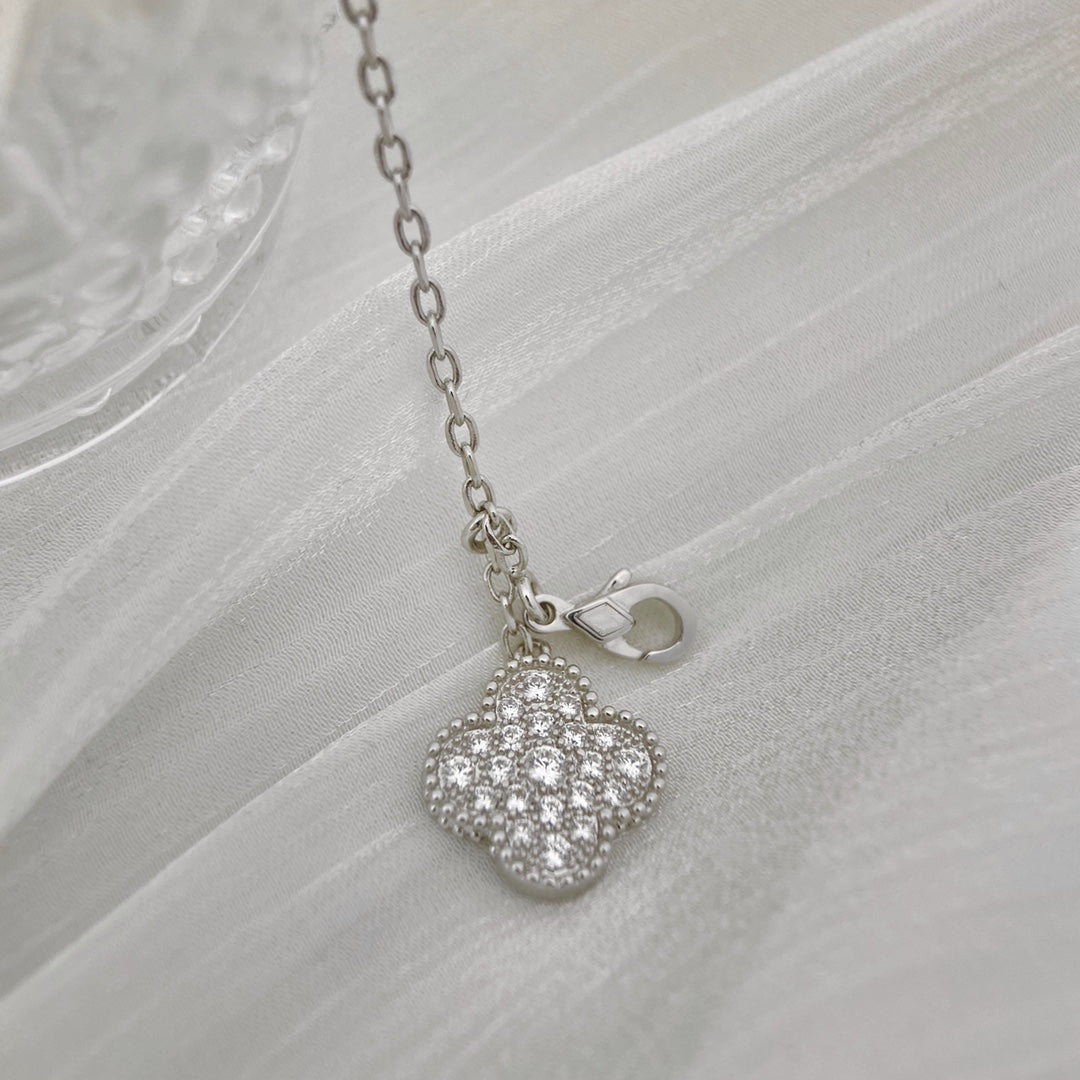 [Spark]CLOVER 5 MOTIFS SILVER DIAMONDS NECKLACE
