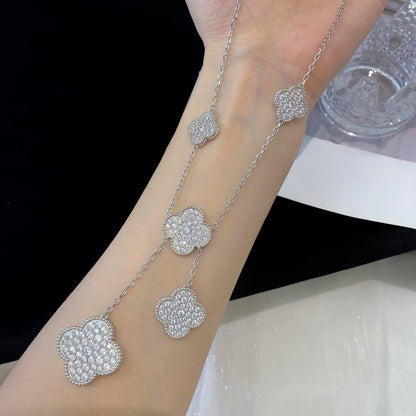 [Spark]CLOVER 5 MOTIFS SILVER DIAMONDS NECKLACE