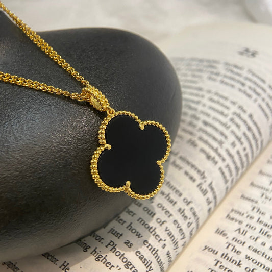 [Spark]CLOVER 25MM NECKLACE GOLD ONYX
