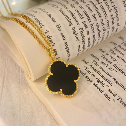 [Spark]CLOVER 25MM NECKLACE GOLD ONYX