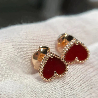 [Spark]HEART CARNELIAN STUD EARRINGS