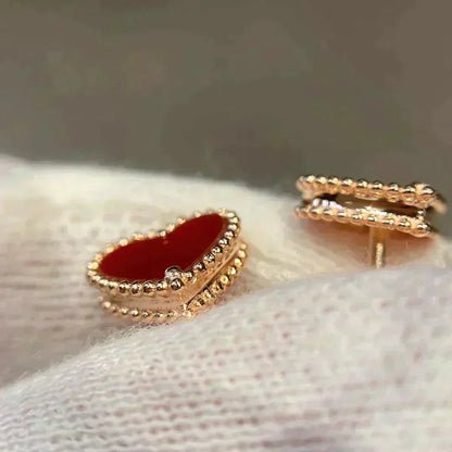 [Spark]HEART CARNELIAN STUD EARRINGS