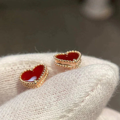 [Spark]HEART CARNELIAN STUD EARRINGS