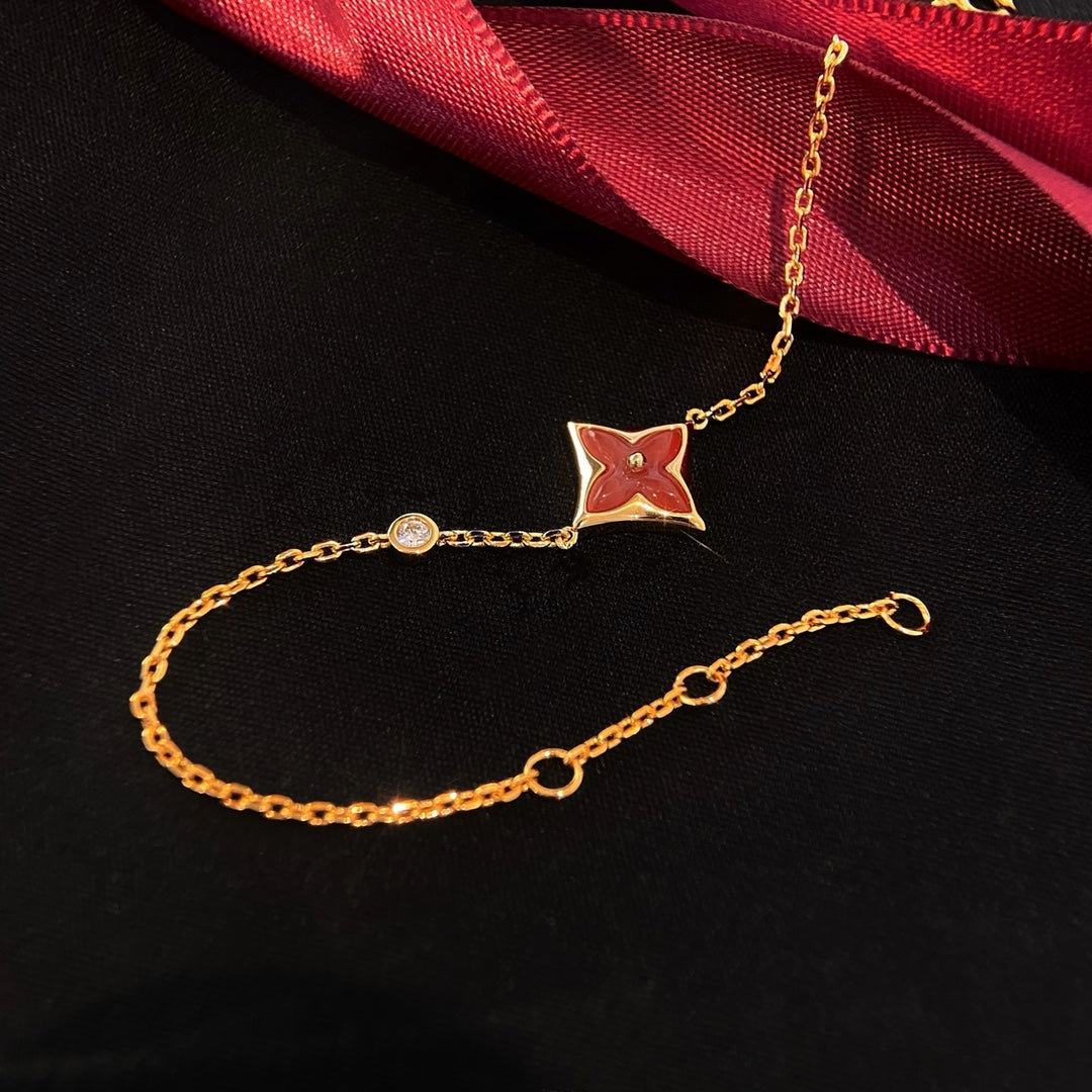 [Spark]COLOR STAR CARNELIAN PINK GOLD DIAMOND BRACELET