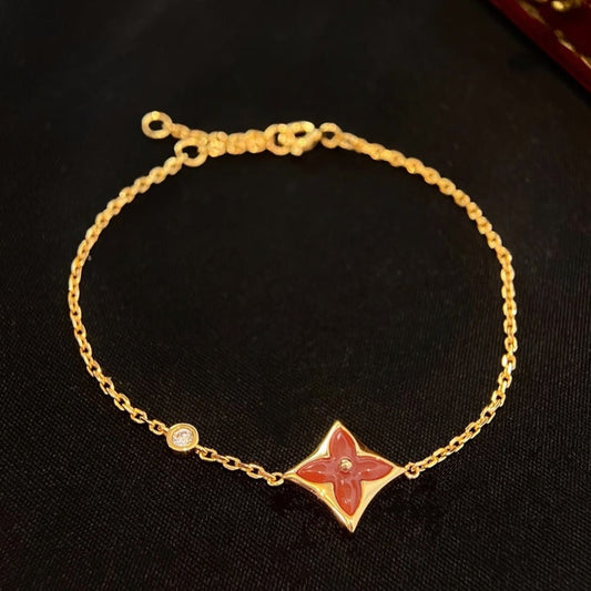 [Spark]COLOR STAR CARNELIAN PINK GOLD DIAMOND BRACELET