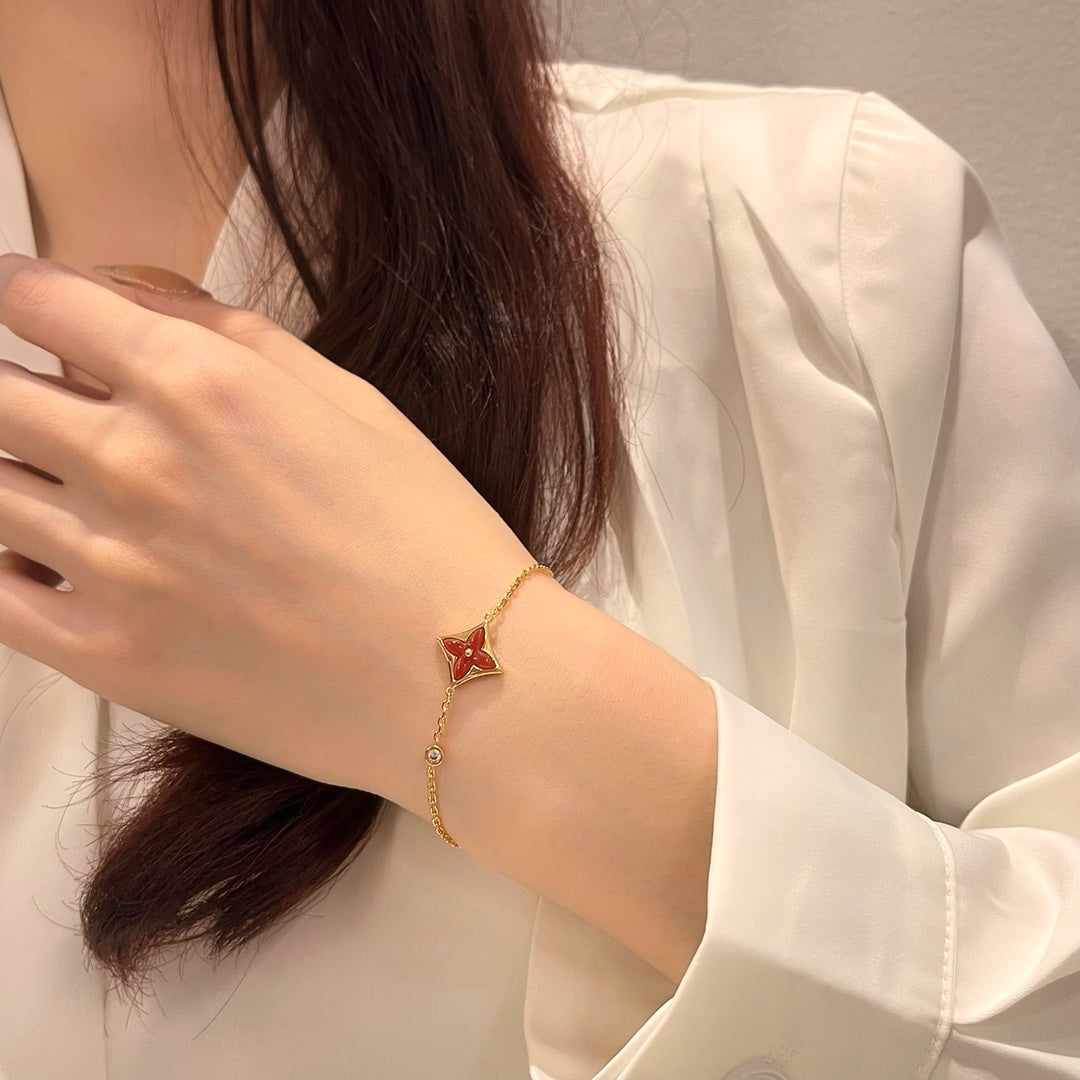 [Spark]COLOR STAR CARNELIAN PINK GOLD DIAMOND BRACELET