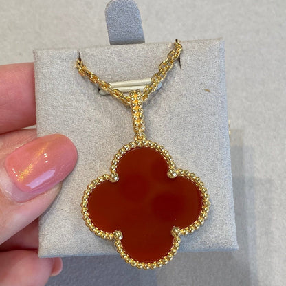 [Spark]CLOVER 25MM NECKLACE GOLD CARNELIAN