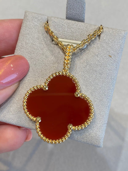 [Spark]CLOVER 25MM NECKLACE GOLD CARNELIAN