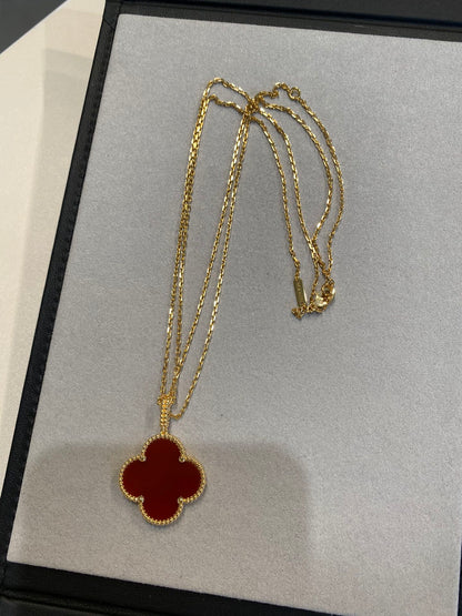 [Spark]CLOVER 25MM NECKLACE GOLD CARNELIAN