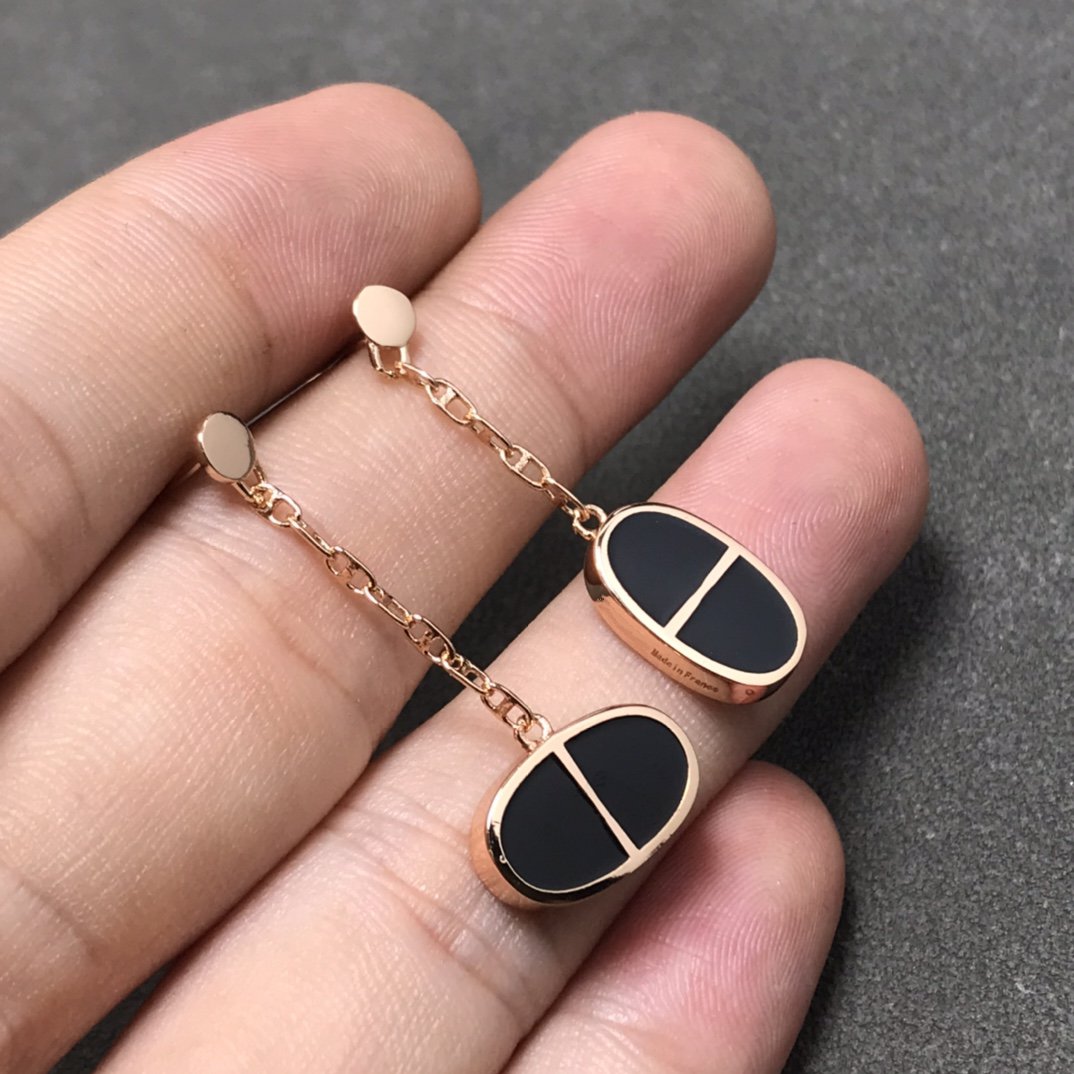 [Spark]CHAINE VERSO BLACK CERAMIC SILVER EARRINGS