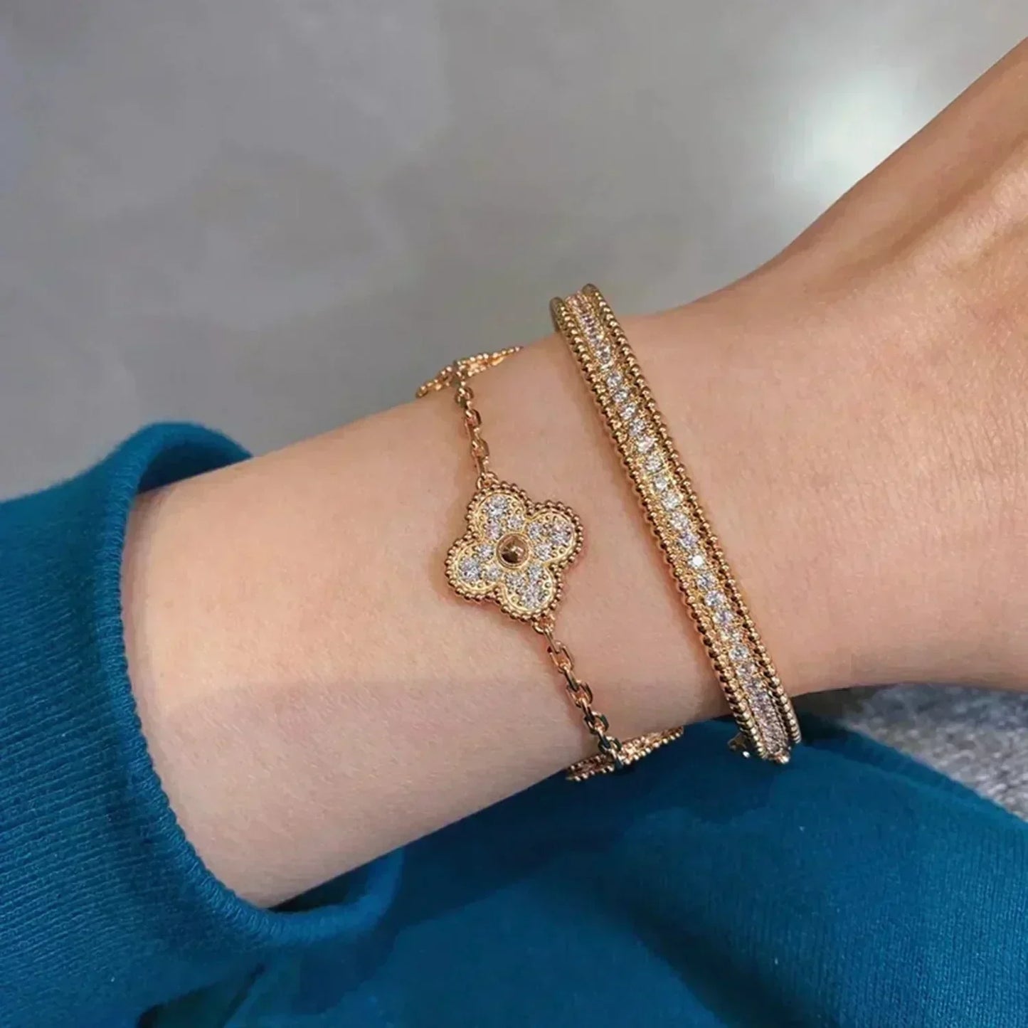 [Spark] CLOVER 5 MOTIF FULL DIAMOND BRACELET COLLECTION