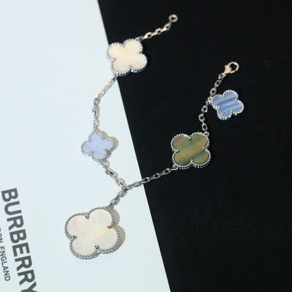 [Spark]CLOVER BRACELET 5 MOTIFS MOP CHALCEDONY SILVER
