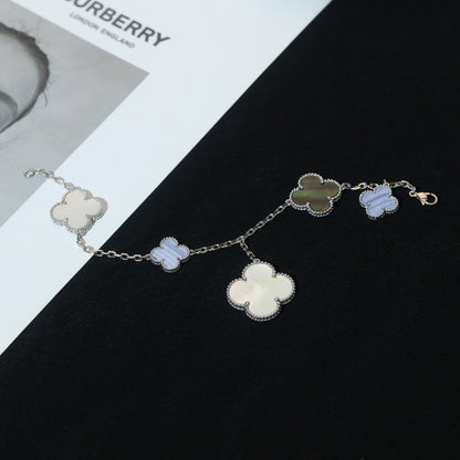 [Spark]CLOVER BRACELET 5 MOTIFS MOP CHALCEDONY SILVER