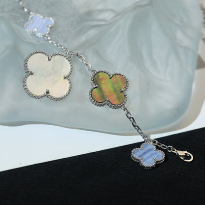 [Spark]CLOVER BRACELET 5 MOTIFS MOP CHALCEDONY SILVER