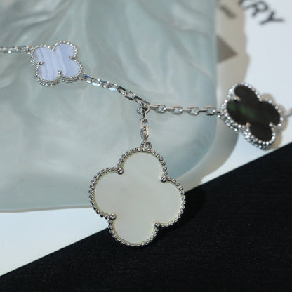 [Spark]CLOVER BRACELET 5 MOTIFS MOP CHALCEDONY SILVER