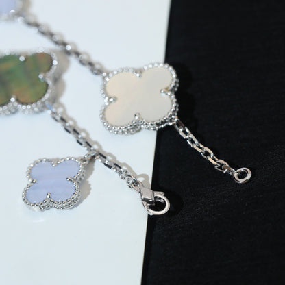 [Spark]CLOVER BRACELET 5 MOTIFS MOP CHALCEDONY SILVER