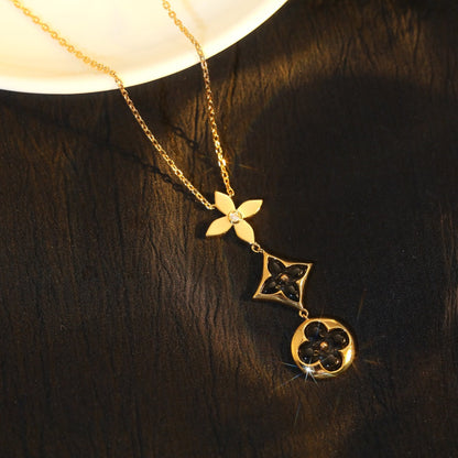[Spark]STAR AND SUN ONYX PINK GOLD NECKLACE