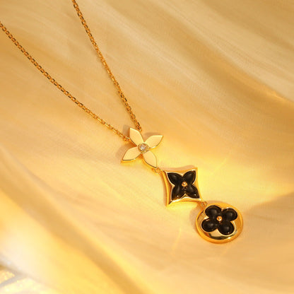 [Spark]STAR AND SUN ONYX PINK GOLD NECKLACE