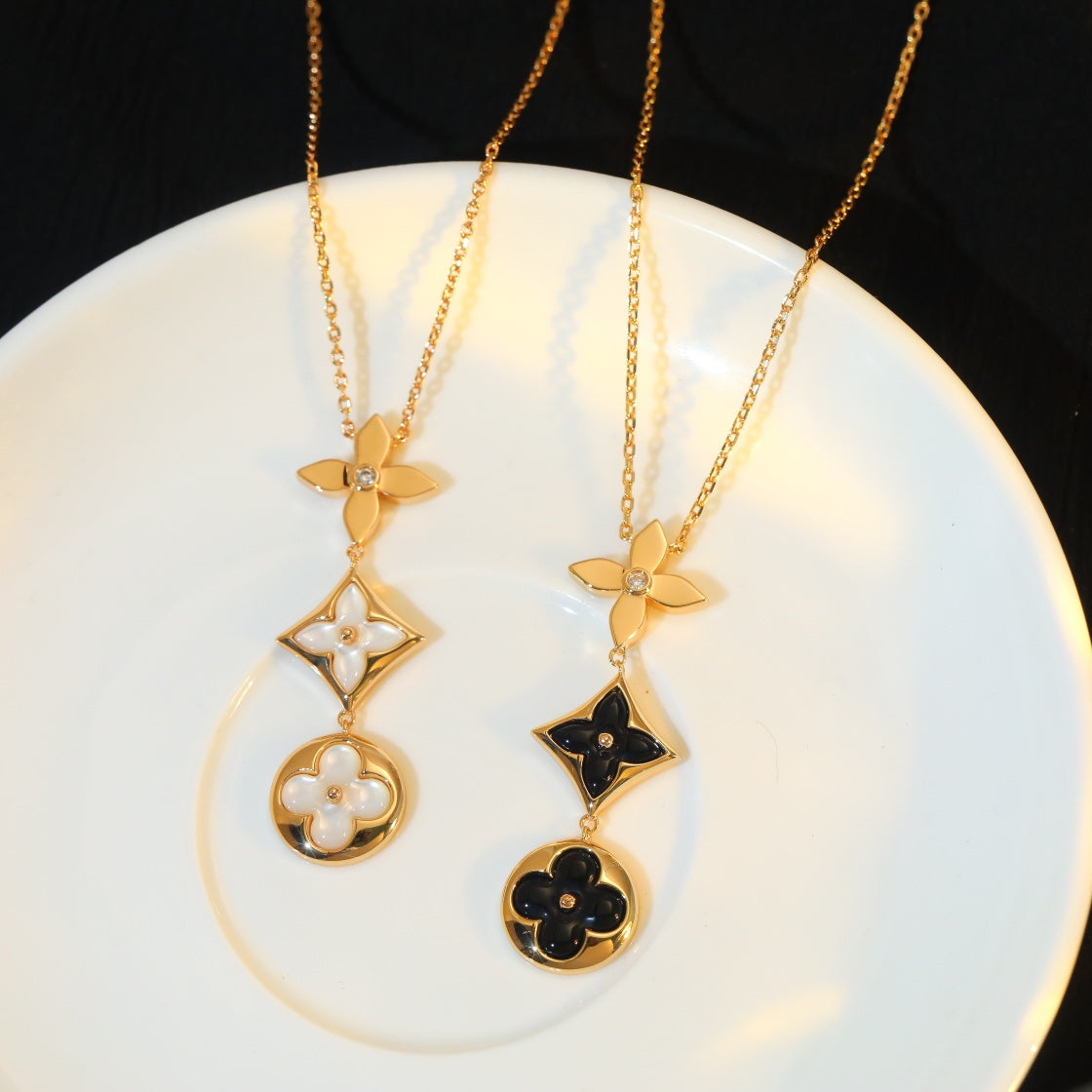 [Spark]STAR AND SUN ONYX PINK GOLD NECKLACE