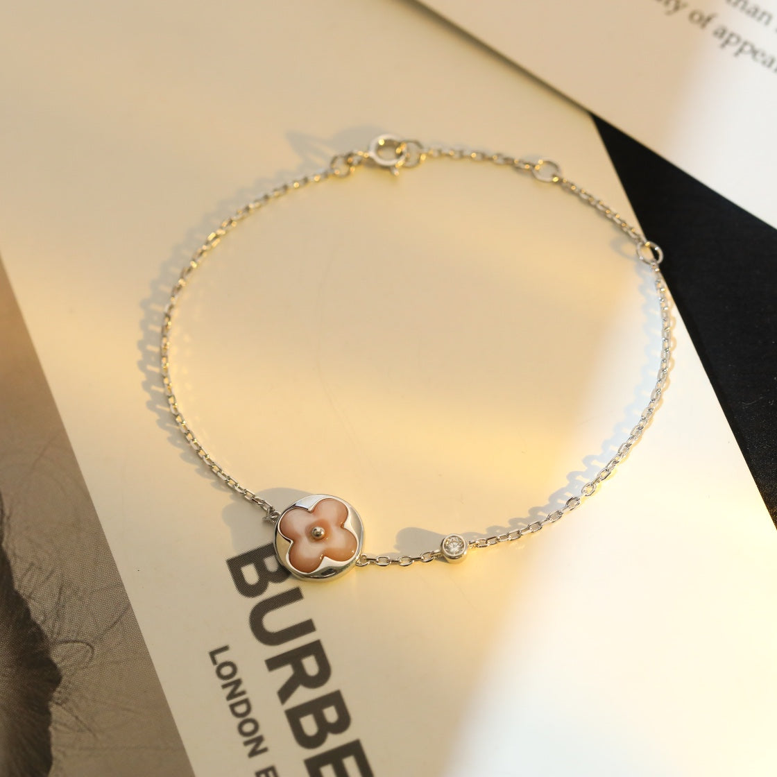 [Spark]SUN MOTIF PINK MOP SILVER BRACELET