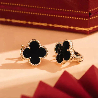 [Spark]CLOVER MEDIUM 1 MOTIFS  ONYX STUD EARRINGS