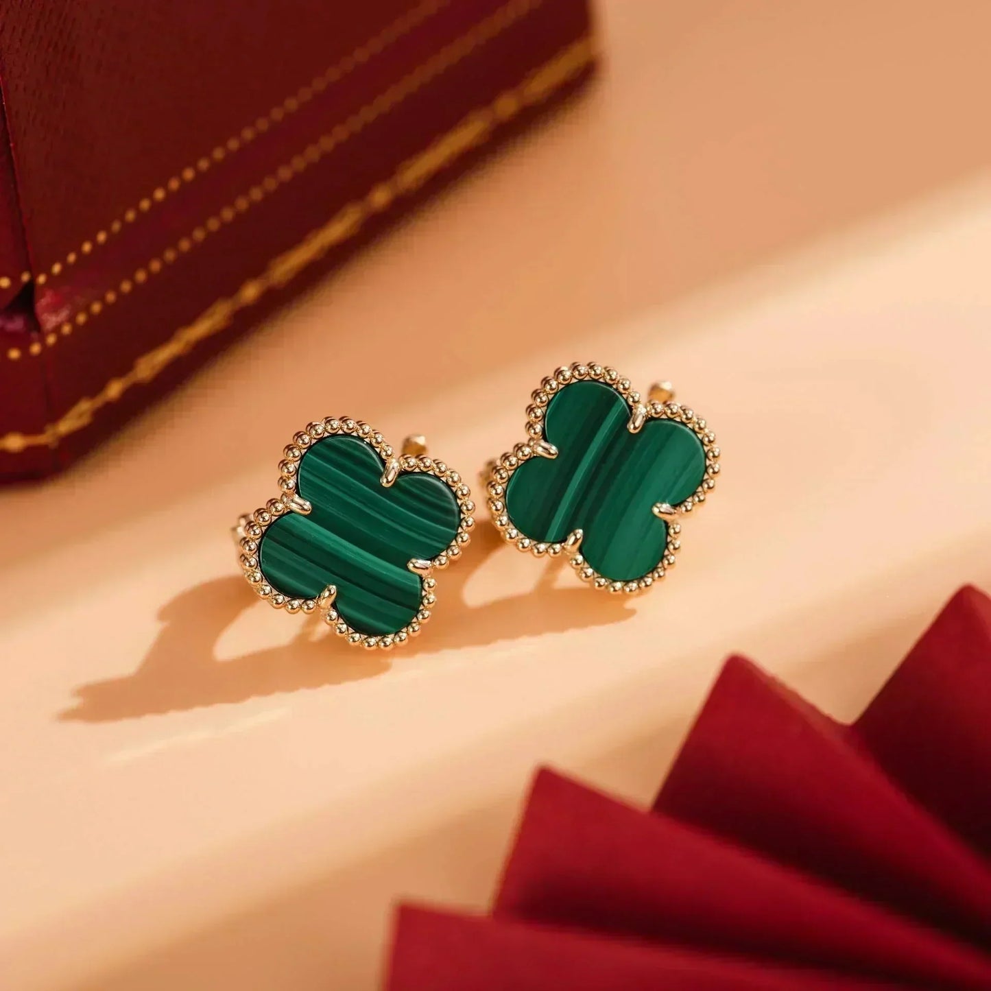 [Spark]CLOVER MEDIUM 1 MOTIFS MALACHITE  EARRINGS