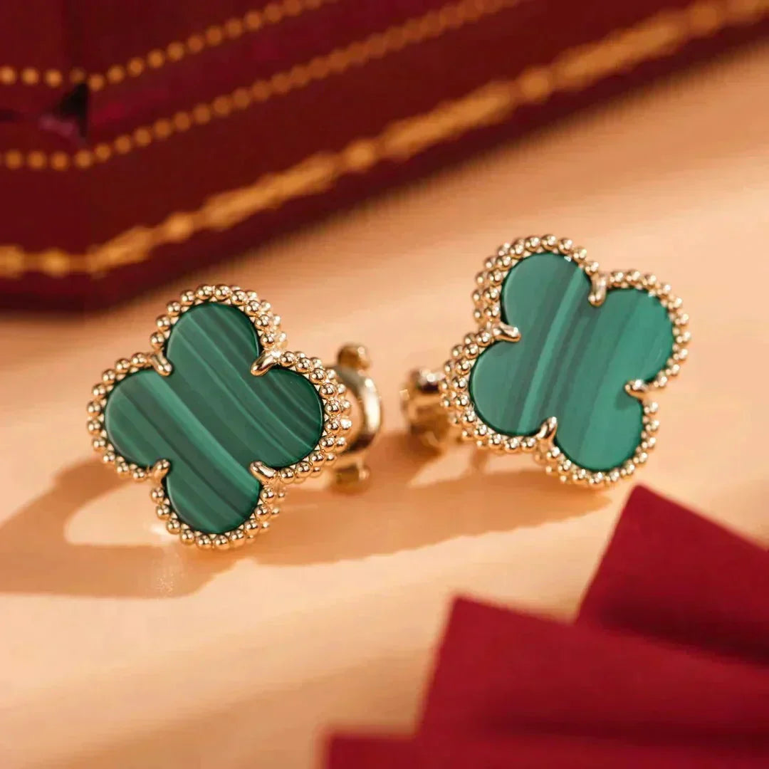 [Spark]CLOVER MEDIUM 1 MOTIFS MALACHITE  EARRINGS