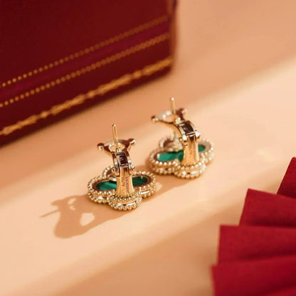 [Spark]CLOVER MEDIUM 1 MOTIFS MALACHITE  EARRINGS