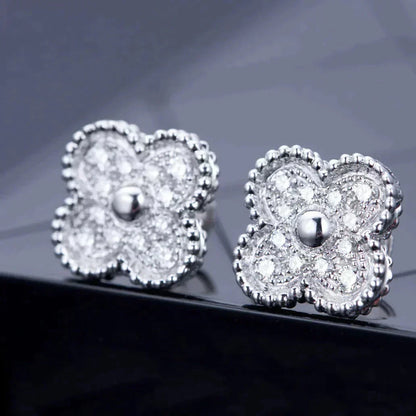 [Spark]CLOVER 1 MOTIFS DIAMOND STUD EARRINGS SILVER