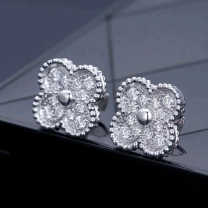 [Spark]CLOVER 1 MOTIFS DIAMOND STUD EARRINGS SILVER