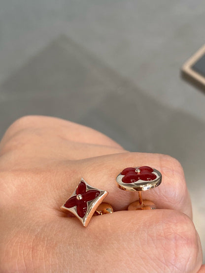 [Spark]STAR AND SUN PINK GOLD CARNELIAN STUD EARRINGS